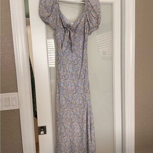 Blue and Yellow Floral Maxi Dress